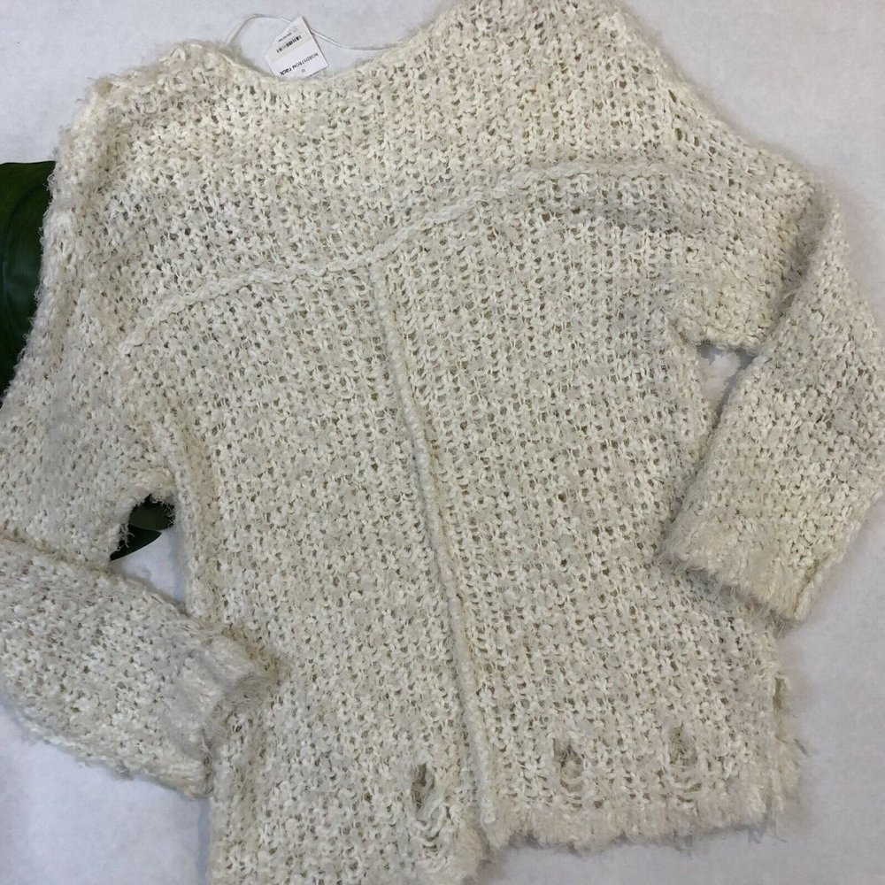 Free People Loose Knit Deconstructed Large Sweater NWT - Picture 6 of 7